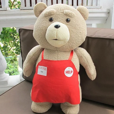 Большой плюшевый медведь в фартуке, 48 см. в высоту. Мягко набивная игрушка для детей. Распродажа, бесплатная доставка.