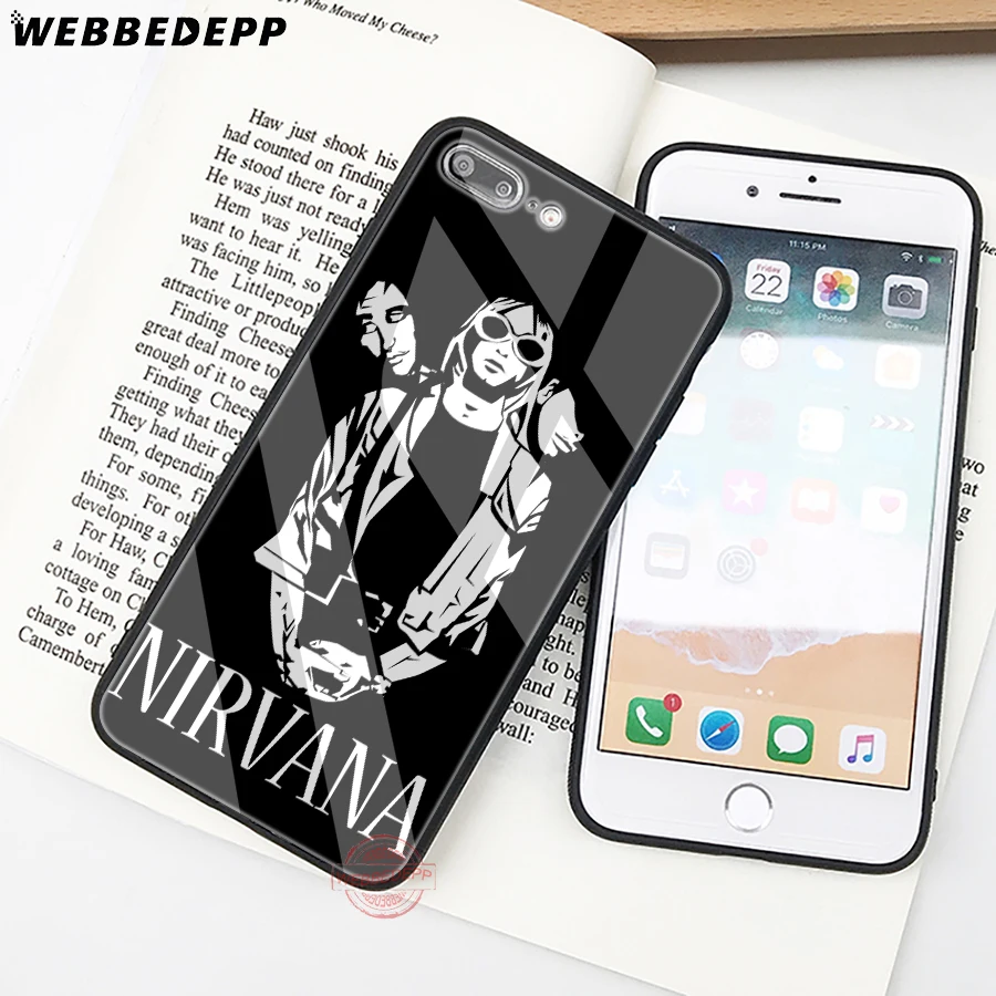WEBBEDEPP Nirvana Курт Кобейна чехол для телефона из закаленного стекла Apple iPhone XS Max XR X 8 7 6S