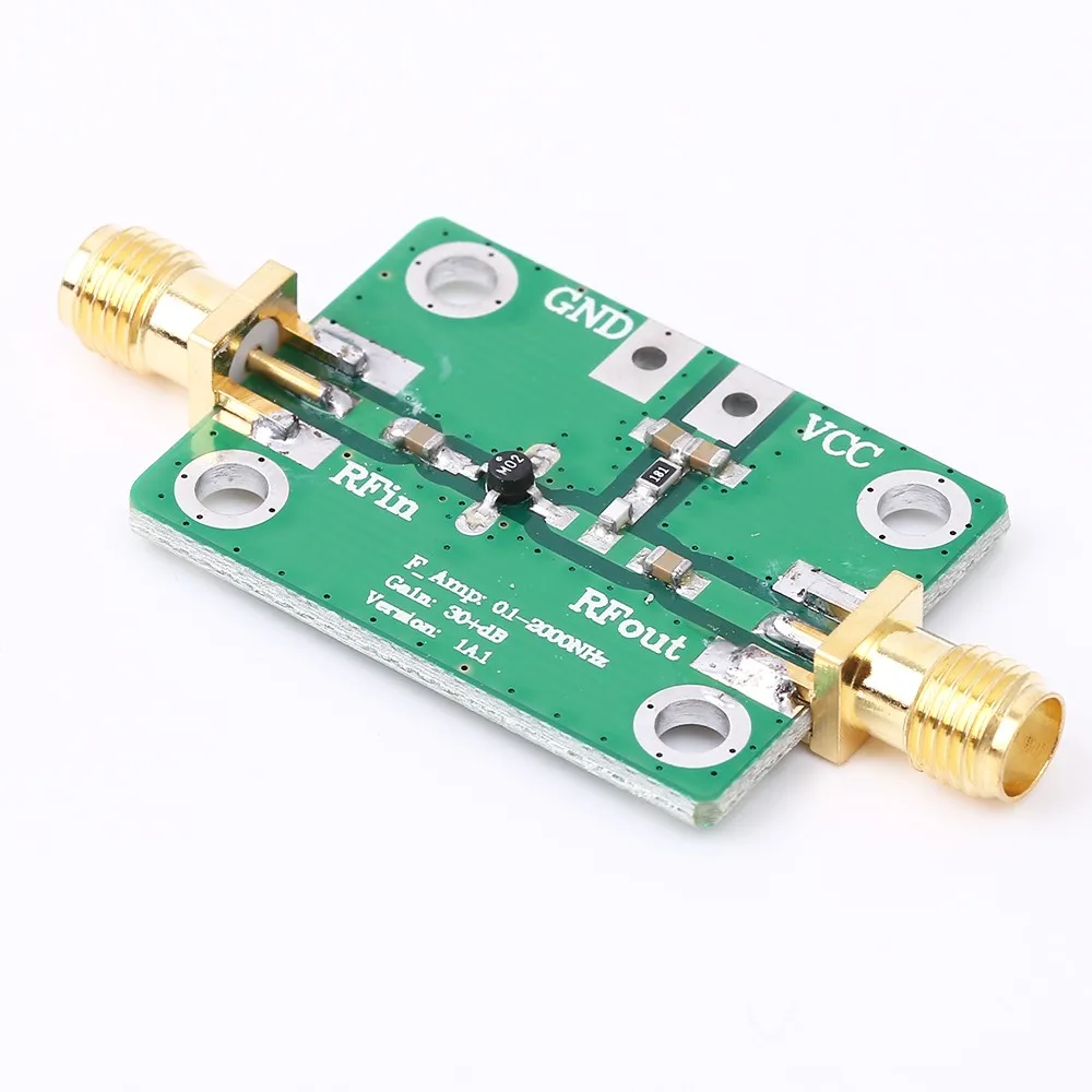 С источником питания от постоянного тока, 6 V-12 V 30dB с низким уровнем шума LNA широкополосный модуль 0,1-2000 МГц РФ широкополосный усилитель для генератор сигналов