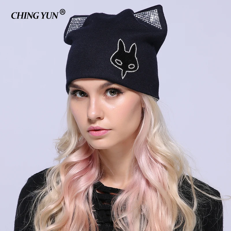 Зимние вязаные шапки Skullies теплые для женщин кашемировая вязаная шапка Женская