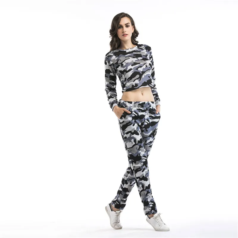 Ladies Stes Red Camo Print Fine Knit Rounded Neckline Top Conjunto Feminino Ensemble Femme 2 Pieces Pantalon Fashion | Женская одежда