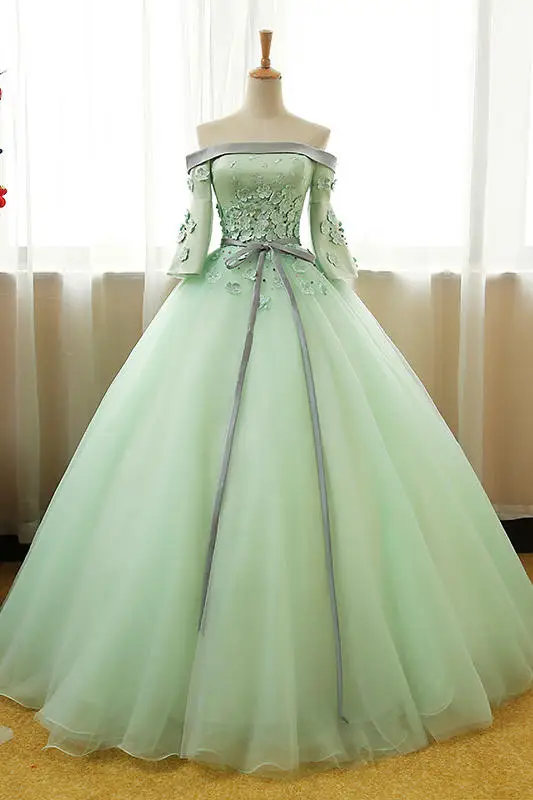 Светло-зеленые Бальные платья топ из сатина с цветами тюлевые пушистые 16 платьев