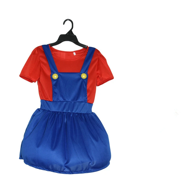 Red Grils Dress Новогодний костюм Супер Марио для косплея, Детский семейный костюм Funy Luigi Bros Plumber Purim, нарядное платье, рождественские вечерние костюмы - Цвет: Red Grils Dress