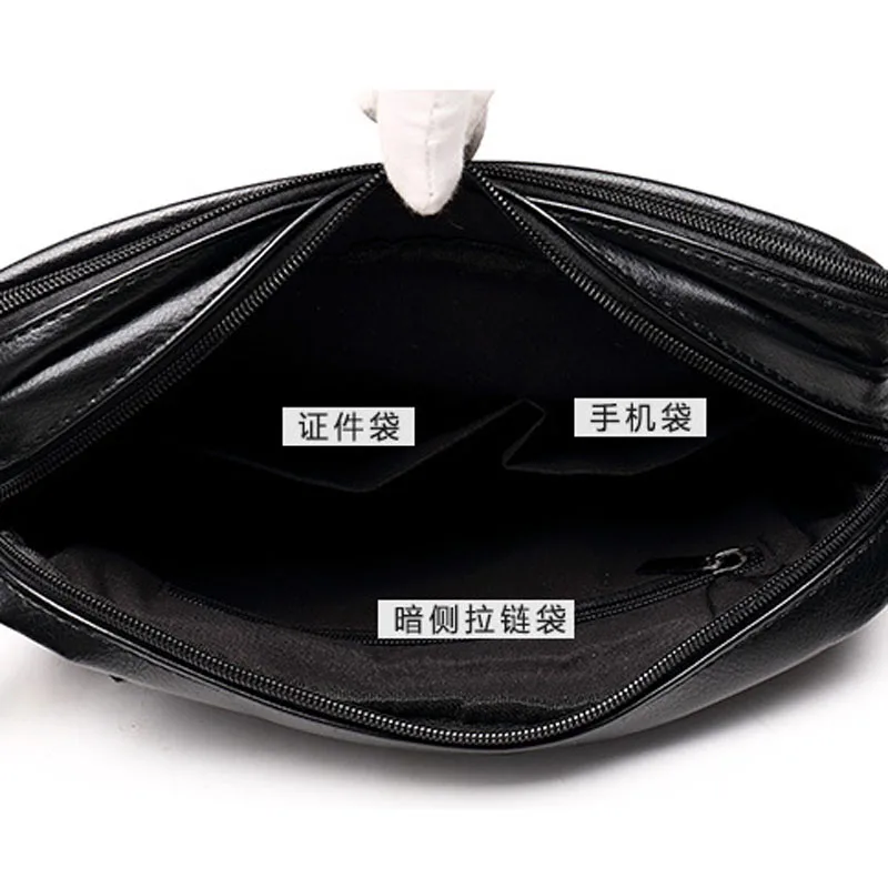 Ruched высокое качество кожа мужчины сумки мягкой кожи человека сумка известный