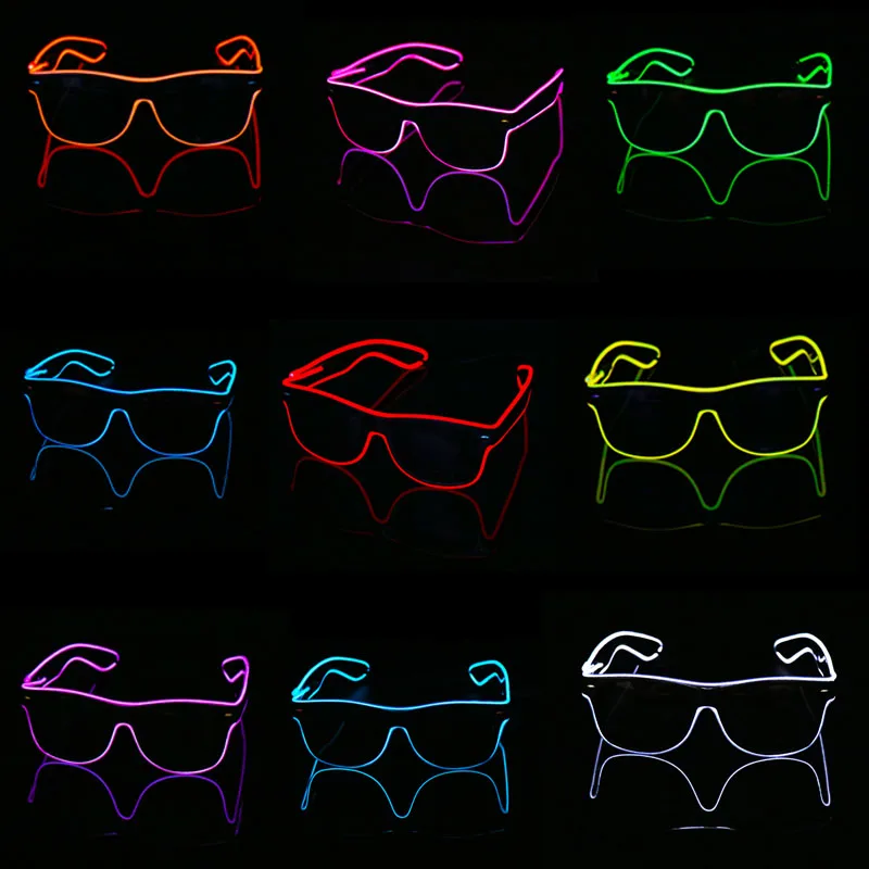 Светоотражающие EL-провода светодиодные очки "Novelty Flashing EL Wire Led Glasses Luminous Party Decorative Lighting glasses Gift Bright LED Light Up ELGlasses on"