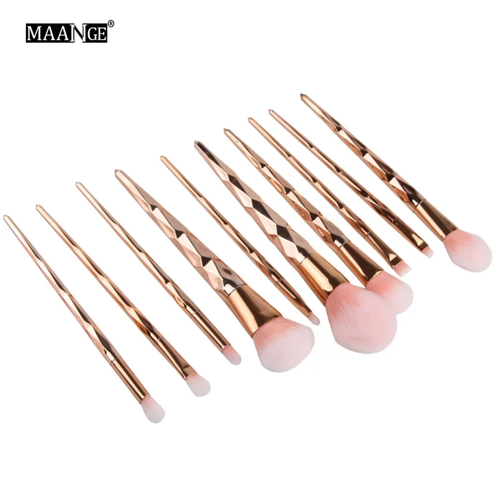 MAANGE 10 шт. розово-Золотые кисти для макияжа тени Пудра основа век бровей