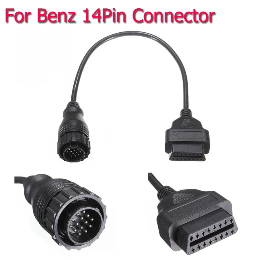 Высокое качество для Benz 14Pin до 16 Pin OBD 2 соединительный кабель с разъемом кабеля 14