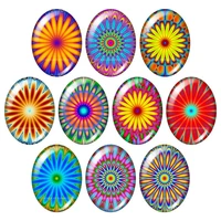 colorful beauty flower patterns 10pcs 13x18mm18x25mm30x40mm mixed oval photo glass cabochon demo flat back jewelry findings