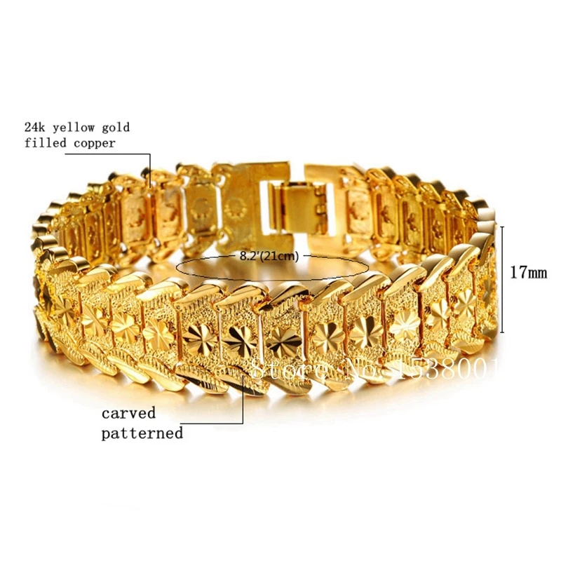 Однотонный желтый золотой женский мужской браслет цепь на запястье 8 3 &quot 17 мм |