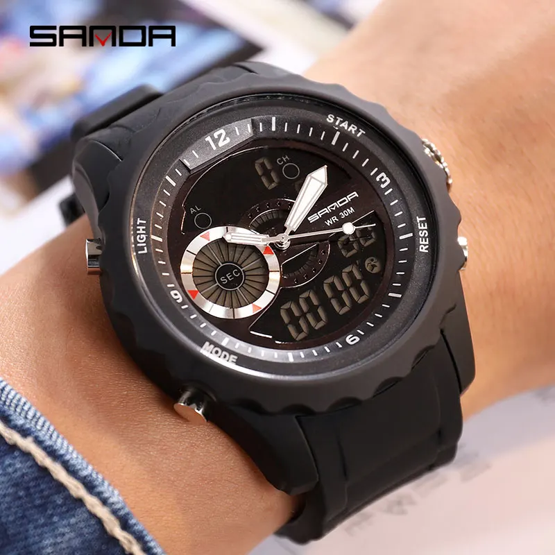 2018 SANDA Militaire Sport Horloge Mannen Waterdichte Elektronische светодиодный Digitale Mannelijke Klok Siliconen 769|Женские