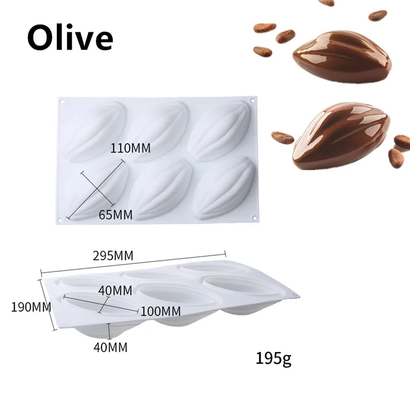 6 Holes Olive SHENHONG холодный Летний Фруктовый Торт Форма для выпечки французский десерт художественный мусс силиконовые 3D формы для выпечки кондитерские изделия для дома вечерние свадебные - Цвет: 6 Holes Olive