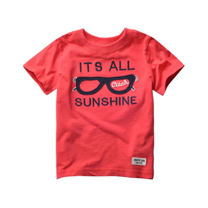 Футболка для маленьких мальчиков Одежда летние топы вышитые солнцезащитные очки