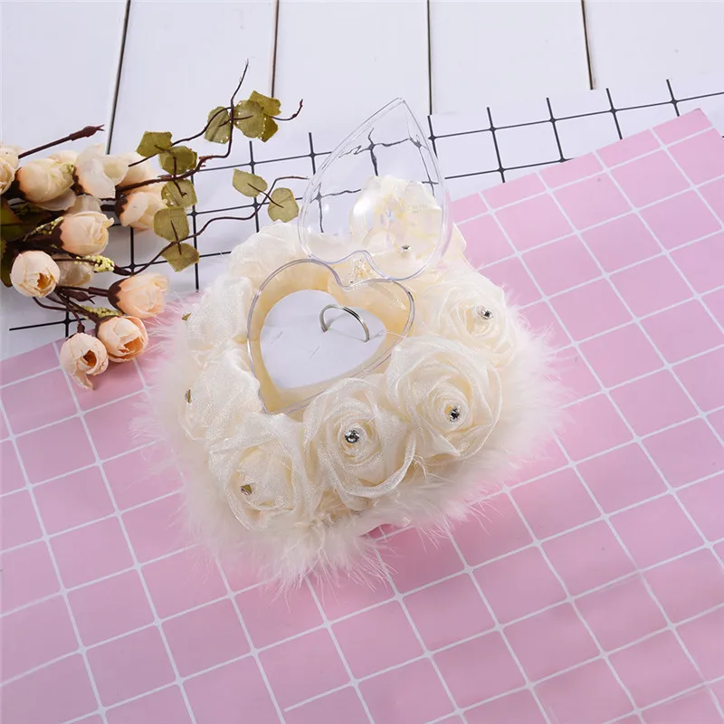 Элегантный дизайн сердца Свадебные сувениры кольцо коробка с розовым кристаллом