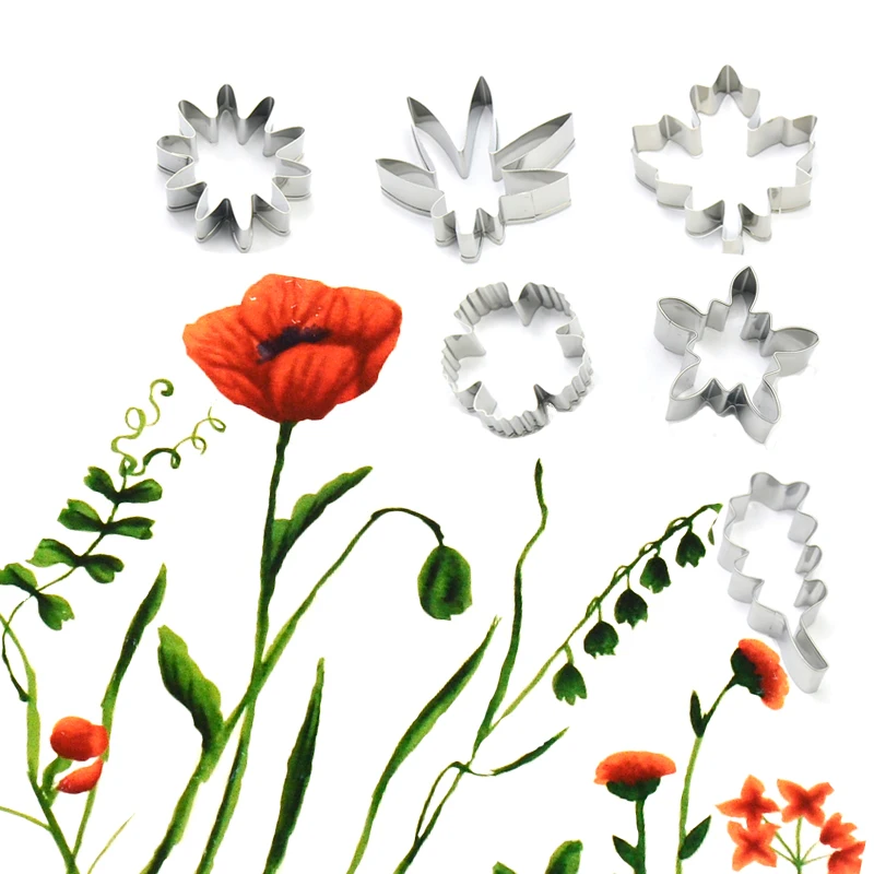 Цветок Форма Нержавеющая сталь цветок резак Стиль Свадебные метель торта fondaant