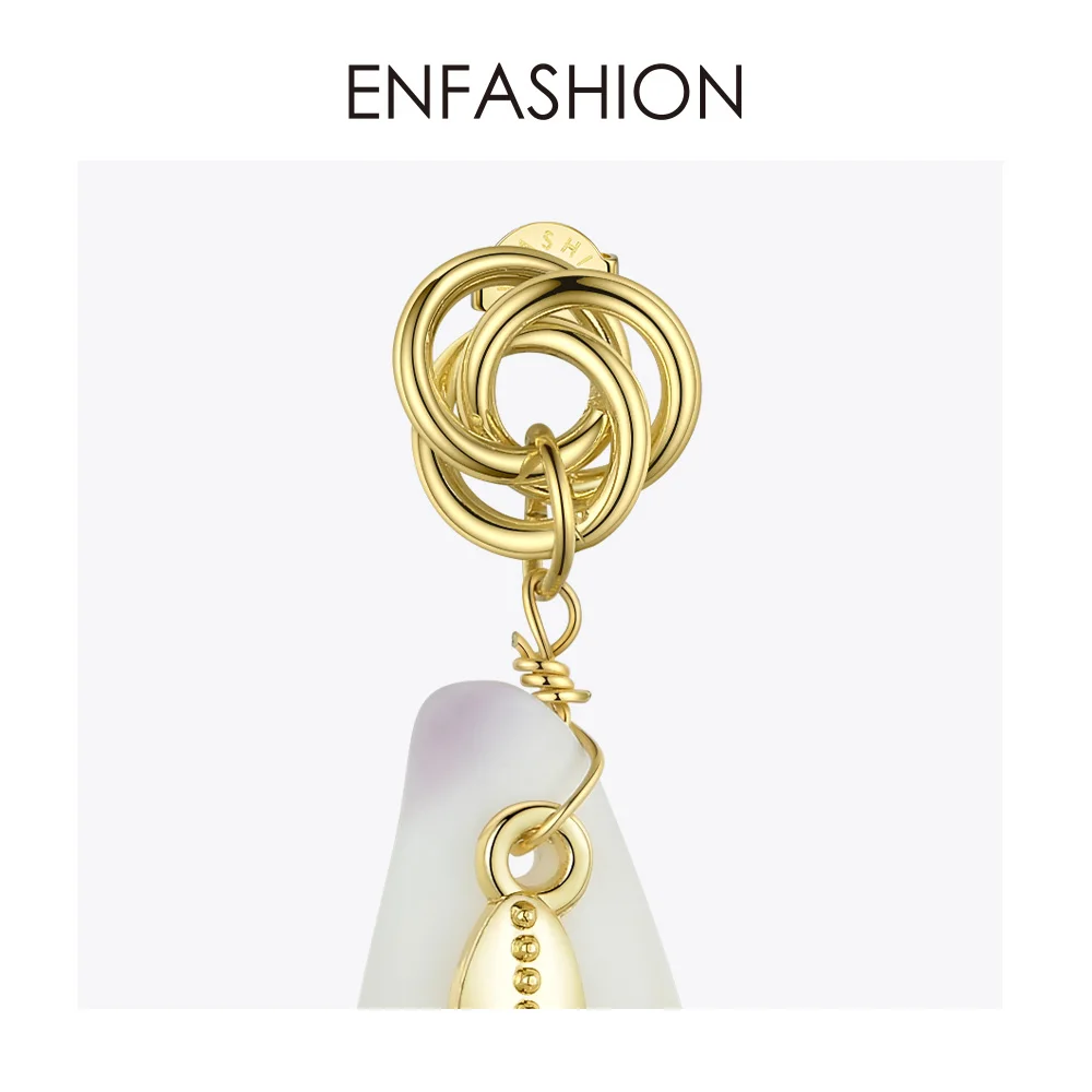 ENFASHION Винтажные висячие серьги в виде раковины для женщин, богемные серьги с натуральным перламутром, висячие серьги, модные ювелирные изделия Oorbellen EM1055