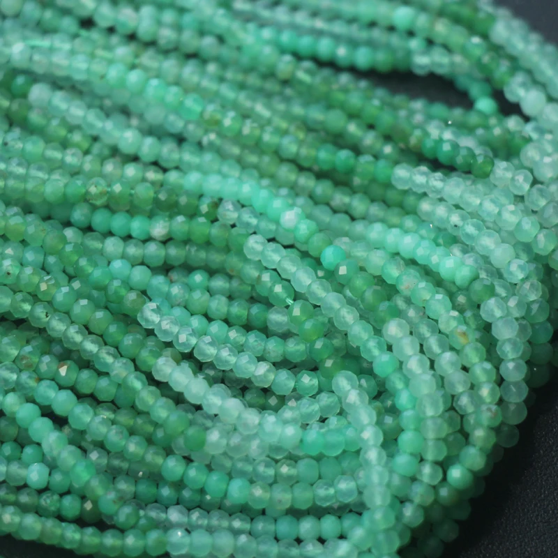 12 8 дюйма натуральный CHRYSOPRASE граненые Rondells размер 3 0 2 мм |Бусины| |