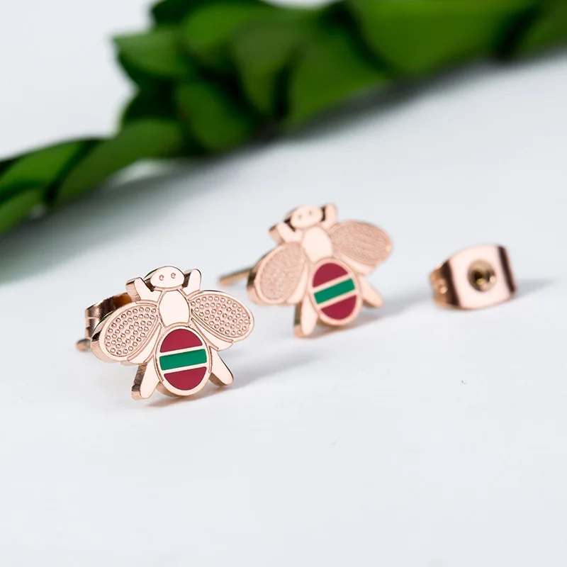 Креативные простые модные корейские стильные серьги в виде пчел из титана и