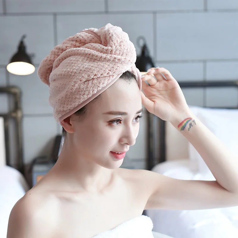 Coral Velvet Absorbent Dry Hair Cap Quick Towel Adult Shower WY010 | Дом и сад