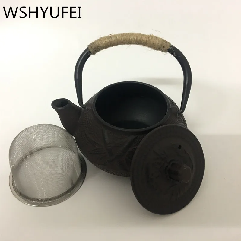 Новинка, 1 шт., чугунный чайник, чайный горшок, чайник, посуда для напитков, 300 мл, кунг-фу, заварки, металлический сетчатый фильтр, инструменты для приготовления пищи, чайный набор