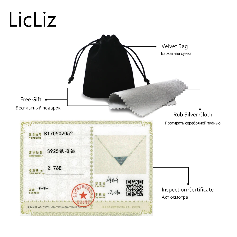 Женское ожерелье с подвеской из настоящего серебра LicLiz геометрическое