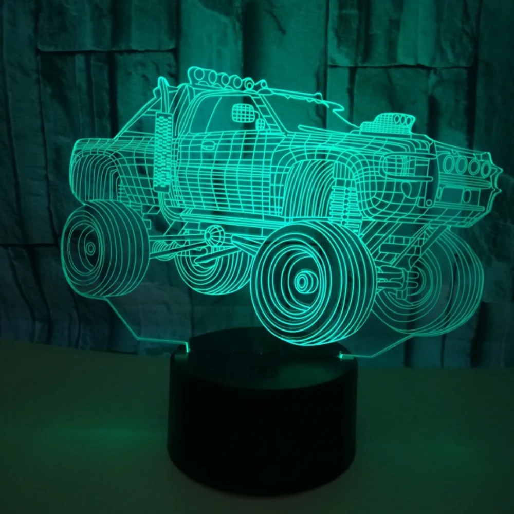 3D LED ночник для автомобиля градиентная форма Jeep USB прикроватная лампа спальни