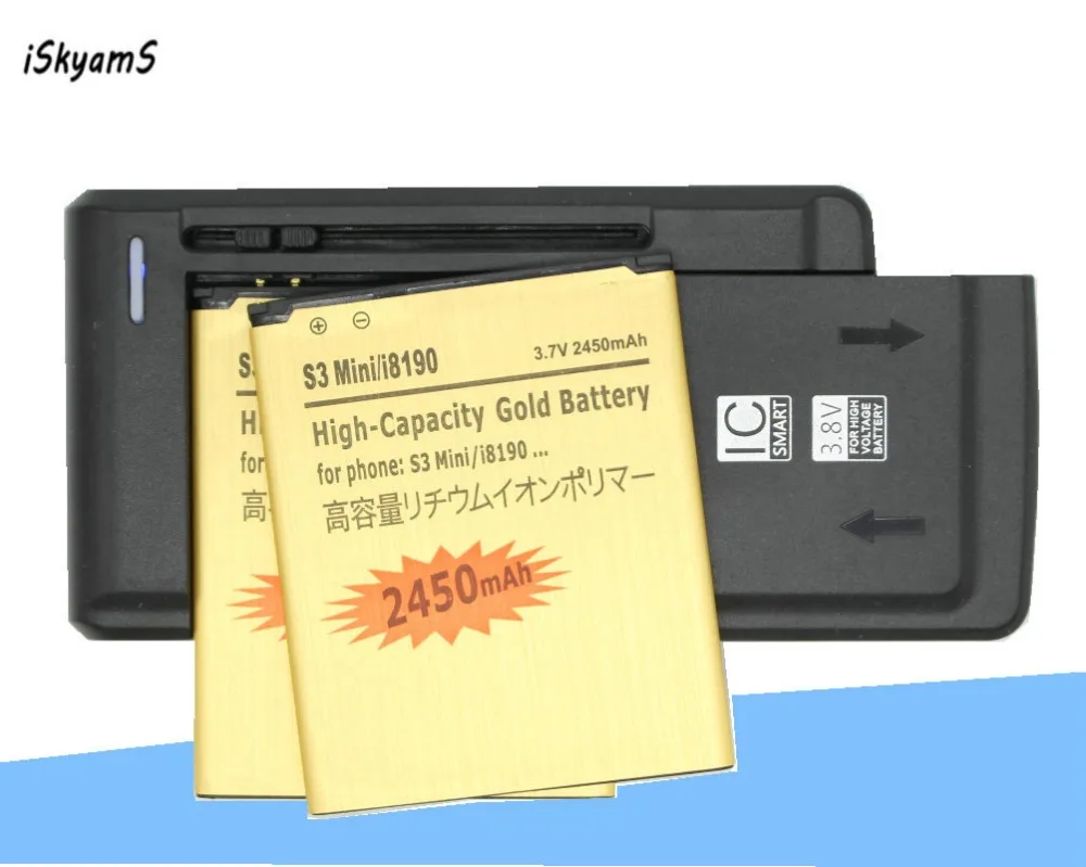 2x EB425161LU золотой аккумулятор + зарядное устройство для Galaxy S3 SIII MINI I699 S7562 S9920 I8190 I8160