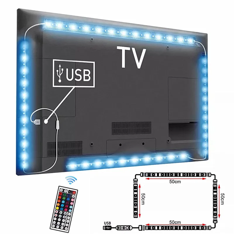 USB Светодиодная лента DC5V Водонепроницаемая RGB 5050 SMD лампа может изменить цвет для