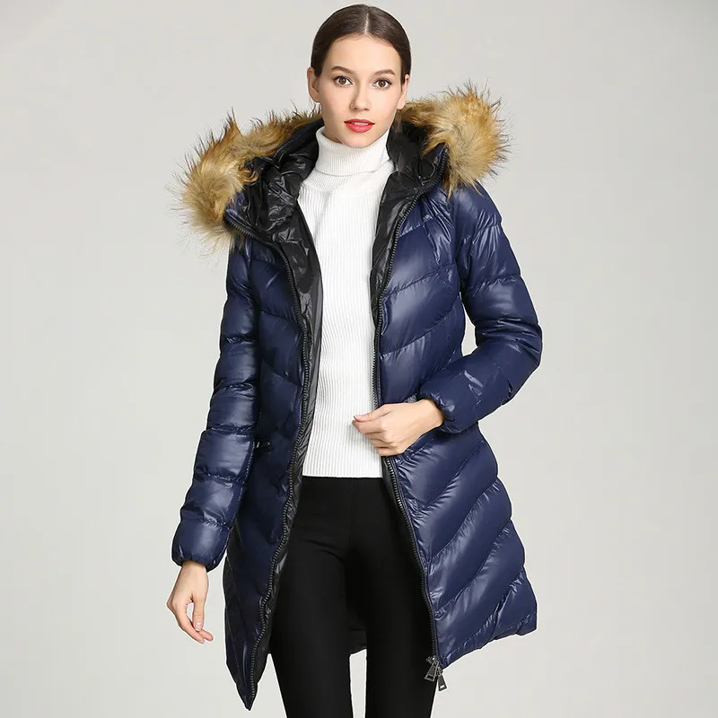 Dark blue AYUNSUE зимняя куртка женская парка с капюшоном пуховик Женская куртка корейские женские пальто зимние женские пальто парки YYN6632 KJ2690 - Цвет: Dark blue