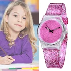 Детские прозрачные силиконовые водонепроницаемые часы, простые однотонные блестящие нейтральные кварцевые часы для мальчиков и девочек