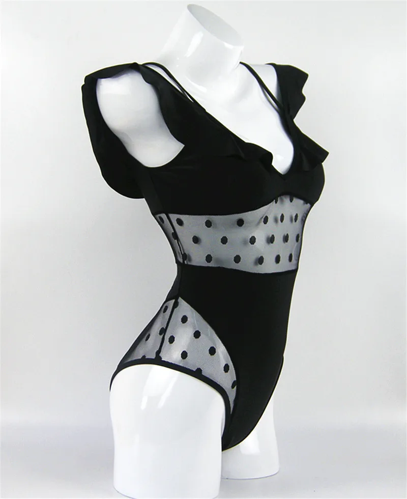 Сексуальный цельный купальник женский сетчатый бикини с бретельками