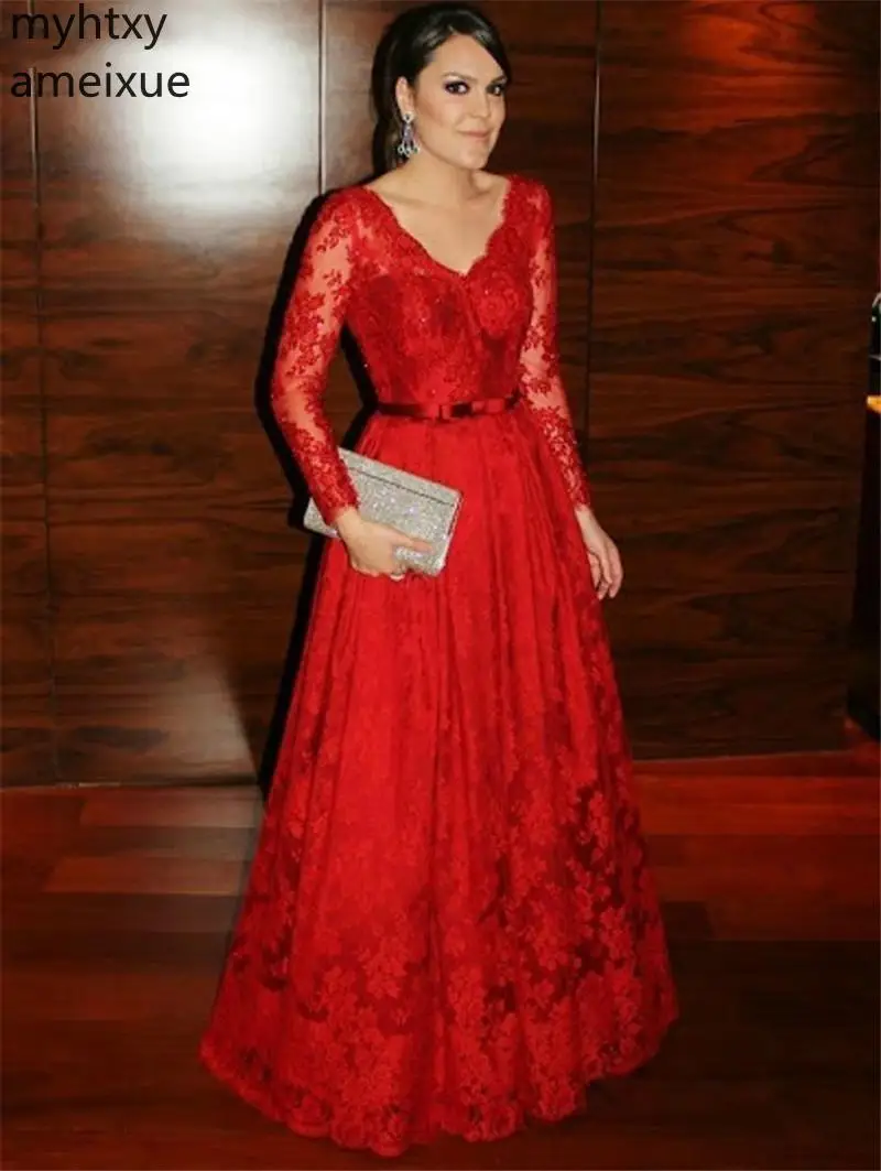 

Женское вечернее платье со шлейфом, красное ТРАПЕЦИЕВИДНОЕ ПЛАТЬЕ до пола с длинным рукавом и V-образным вырезом, необычное простое платье и...
