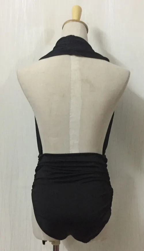 Женский сексуальный черный купальник с глубоким v-образным вырезом и открытой