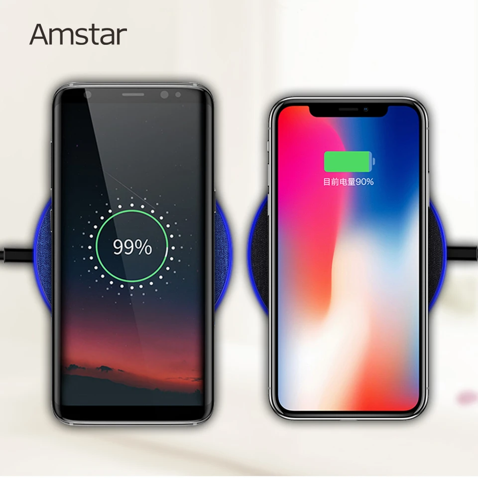 Беспроводное зарядное устройство Amstar для iPhone X XS Max XR 8 Qi 10 Вт быстрая Беспроводная