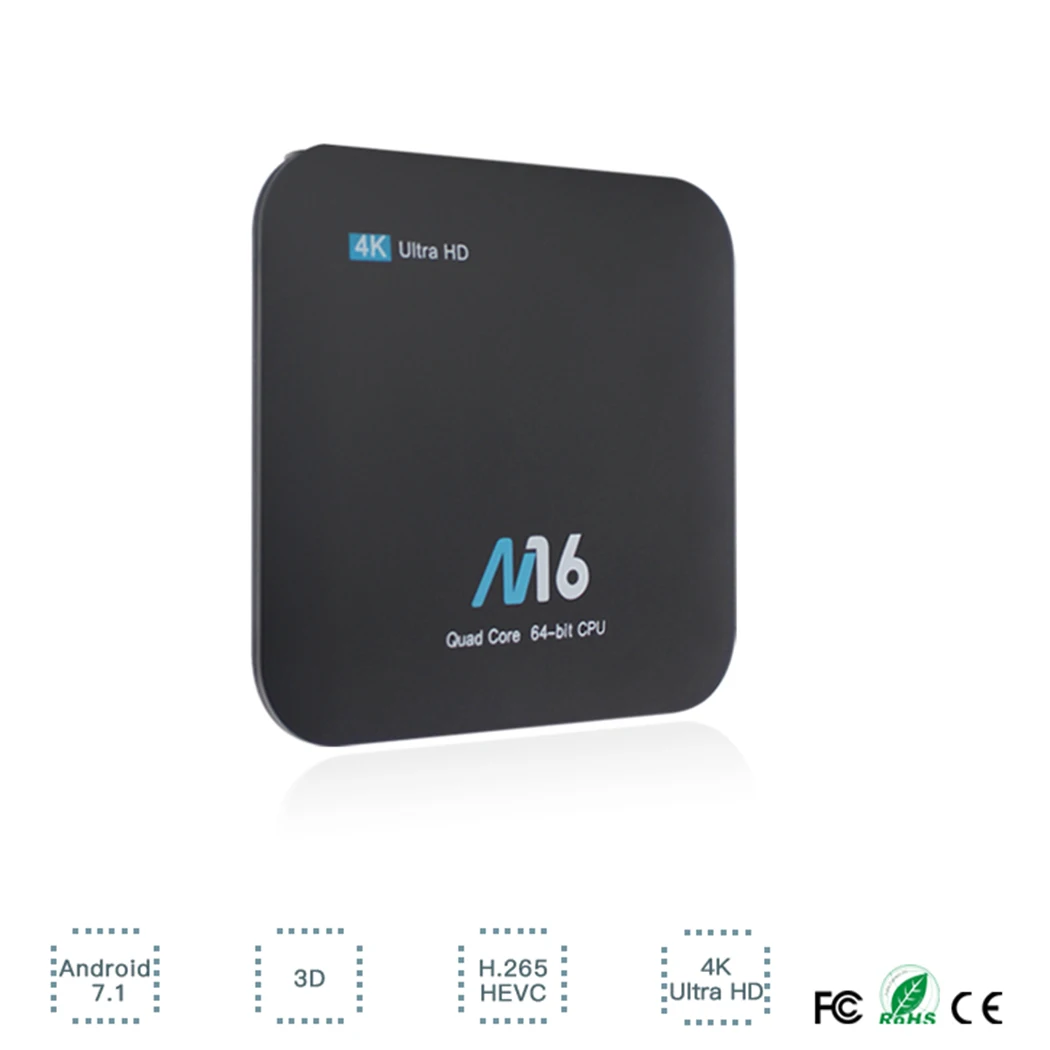 Free Sat Set Top Box Android 7.1 M16 CPU S905X 4K Ultra HD TV-Box 2GDDR3 16GB EMMCC Infrared Remote Control | Электроника