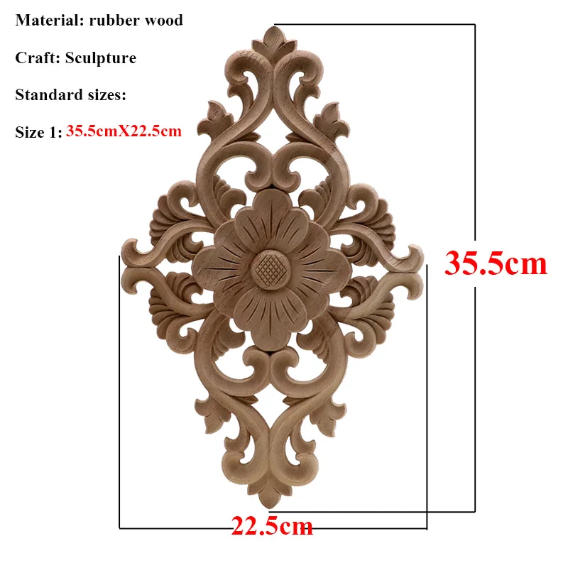 35.5cmX22.5cm VZLX уникальные натуральные цветочные деревянные резные фигурки, декоративные угловые Аппликации, рамка для стен, дверей, мебели, резьба по дереву - Цвет: 35.5cmX22.5cm