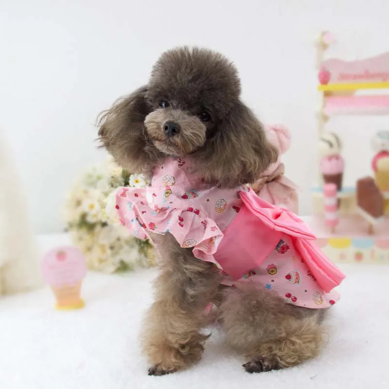Novelty Design Ruffled Sleeve Pet Dog Dress Skirts Big Bow Tie Spring Summer Princess Cat Dinner Party Coat 20E | Дом и сад