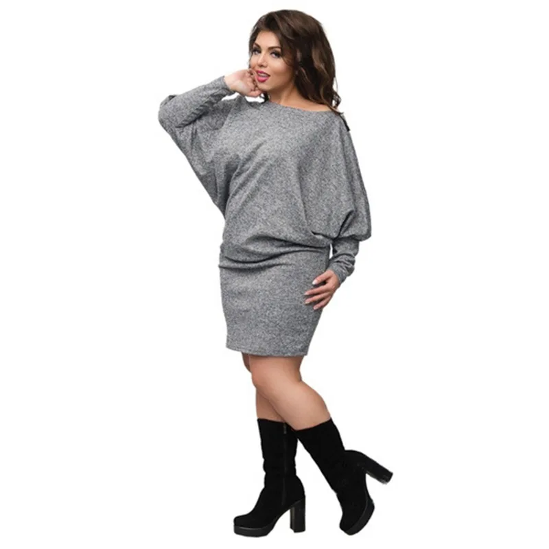 Женское трикотажное платье с рукавом летучая мышь|lace dress|sexy women dressdress plus size |