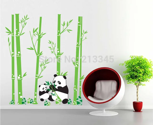 [Fundecor] Новое поступление милая панда едят Наклейка на стену с рисунком бамбука