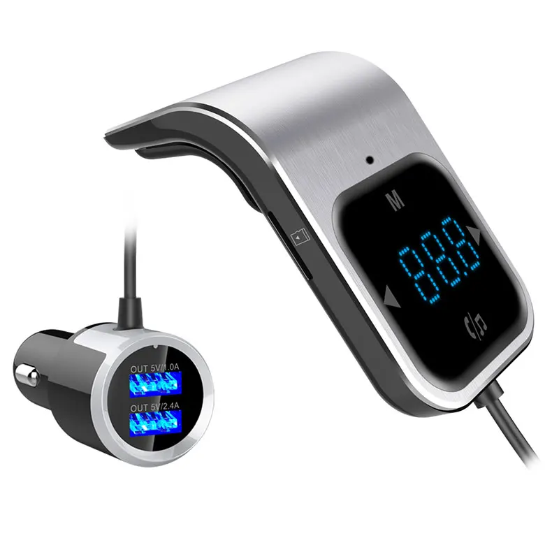 Silver Bluetooth fm-передатчик Аудио Автомобильный MP3-плеер беспроводной автомобильный fm-модулятор громкой связи автомобильный комплект поддержка tf-карты - Цвет: Silver