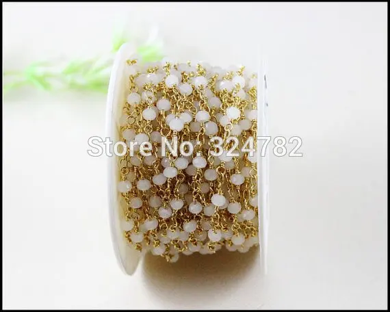 5 м/лот белая шпинель Розария стиль бисерная цепочка позолоченная проволока