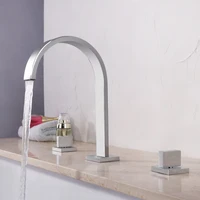 basin faucets brass polished deck mounted double handle hot and cold water