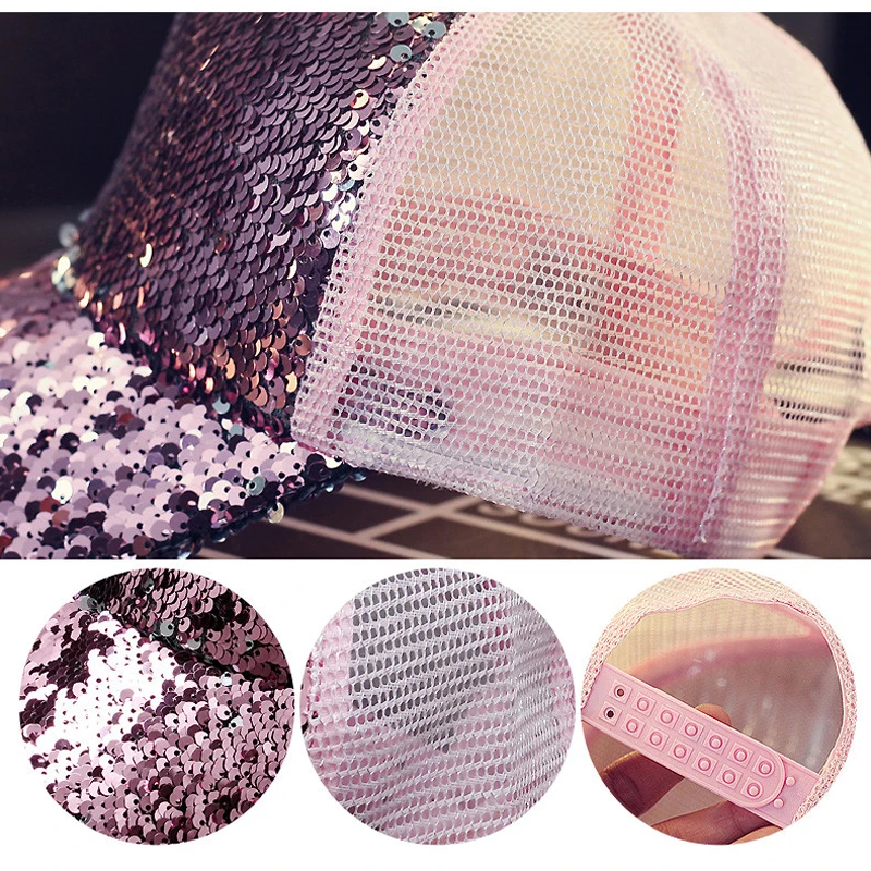 2019 Горячая украшенная сияющими блестками Сетка Расшитая Бейсбол Кепки ярких