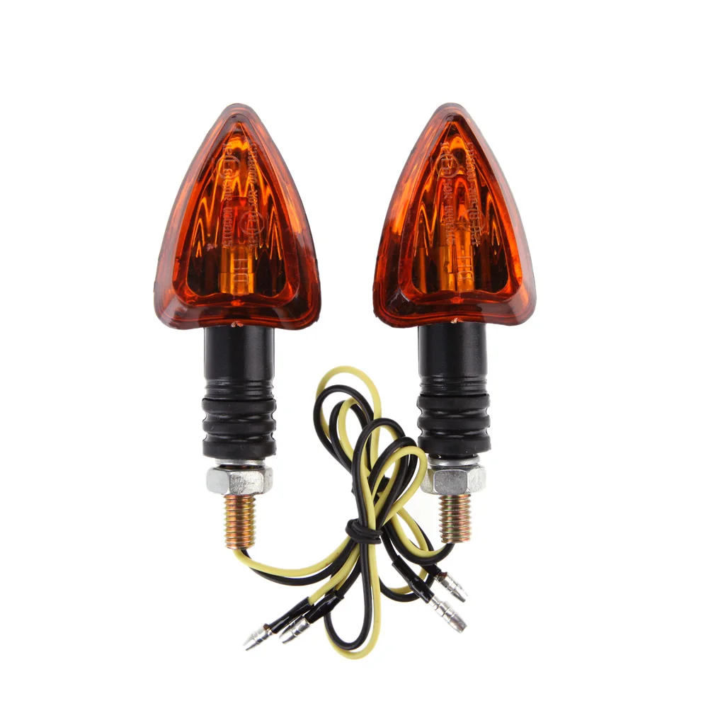 2pcs 12v Mini Motorcycle Motorbike Turn Signal Indicators Arrow Carbon Amber Light |