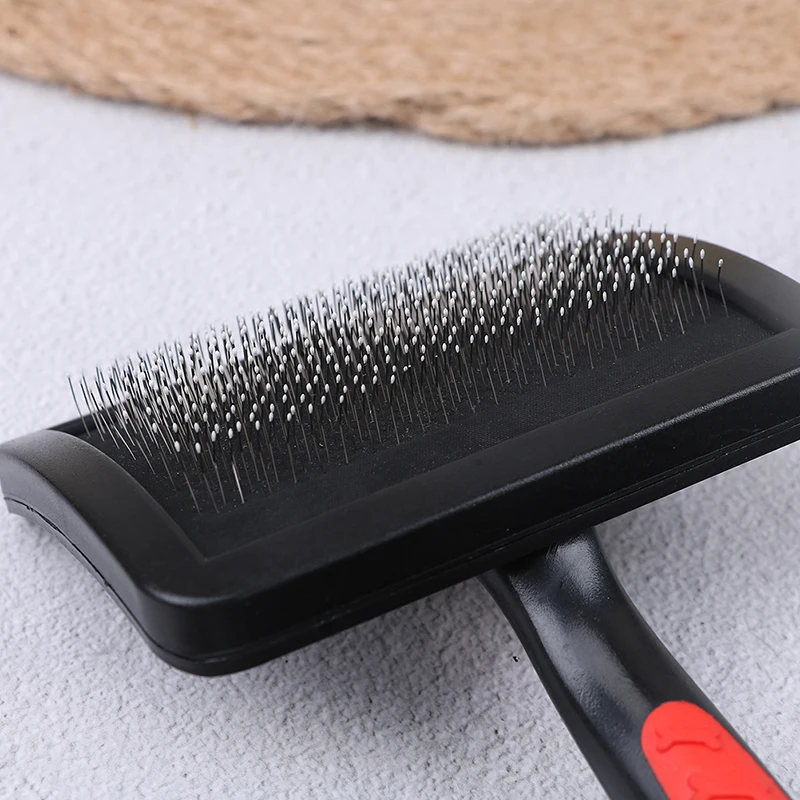 Щетка для вычесывания домашних питомцев пластиковая ручка нержавеющая сталь