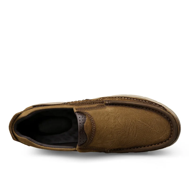 Full Grain Leather Shoes Men Flats Cow Casual Male Outdoor Walking shoes Top Quality Handmade Moccasins | Обувь