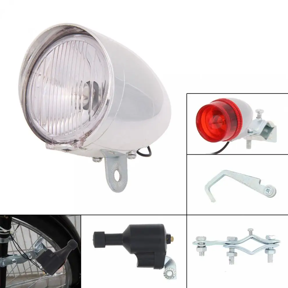 

Bicycle Lights Bike Bicycle Cycling Dynamo Lights Set Safety Aluminum Headlight Rear light LED Lamp 6V 3W Bicycle Headlights