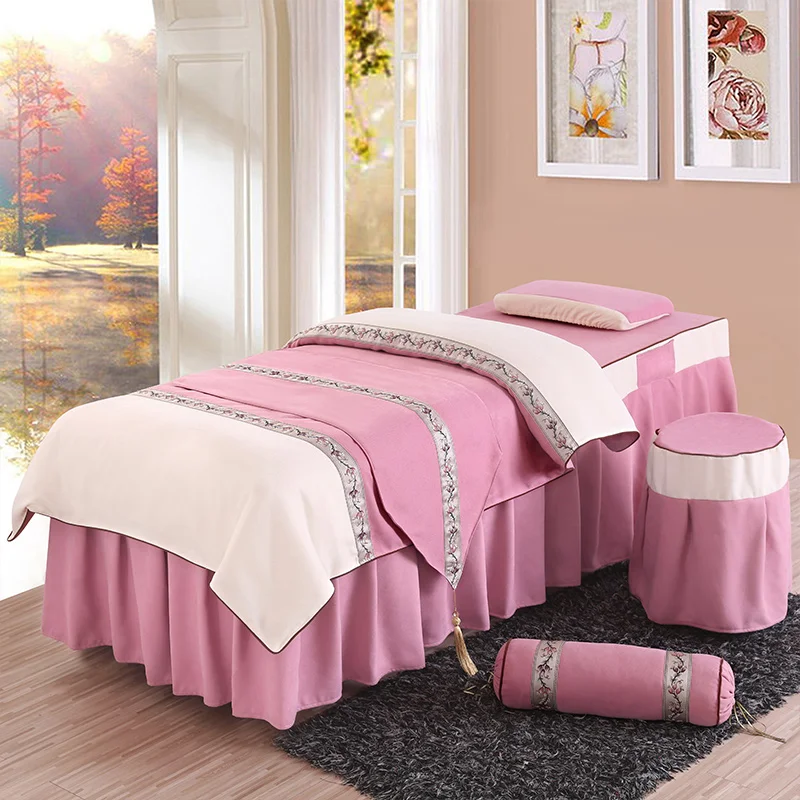 Современный стиль 4 шт. набор для салонов красоты пододеяльник кровать юбка