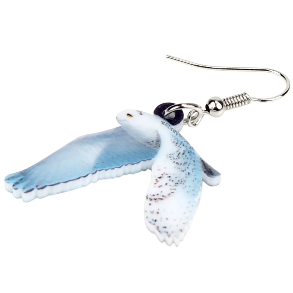 Bonsny акриловые уникальные летающие снежные серьги в виде совы птицы большие