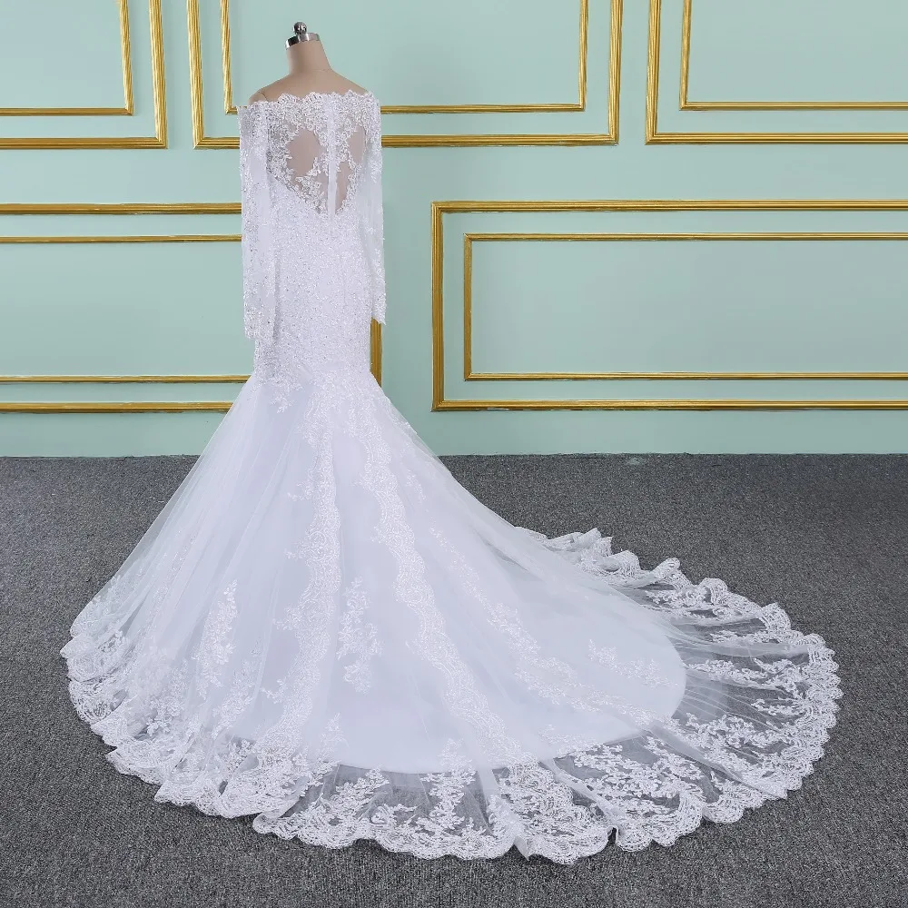 Vestido de noiva свадебные платья с длинными рукавами и русалочкой прозрачной тюлевой