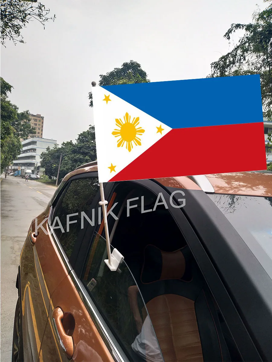 

KAFNIK,30*45 см, филиппинские автомобильные флаги и баннеры на окно, страны мира, флаги на заказ с 43/52 см флагштоком для украшения автомобиля